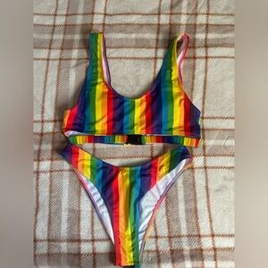 Rainbow Striped Adult Bikini Set